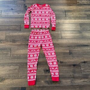 Pottery Barn Kids’ Snowflake/Deer Snug Fit Holiday Pajamas, Size 8